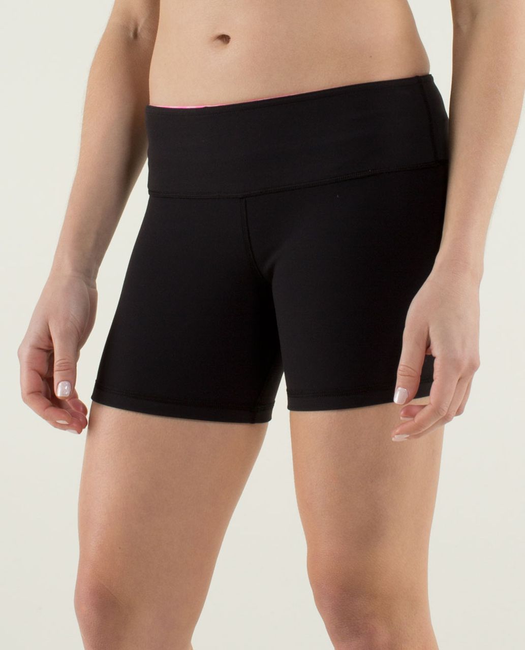 Lululemon Reverse Groove Short (Regular) *Full-On Luon - Black / Apex Stripe Zing Pink Light / Zing Pink Light