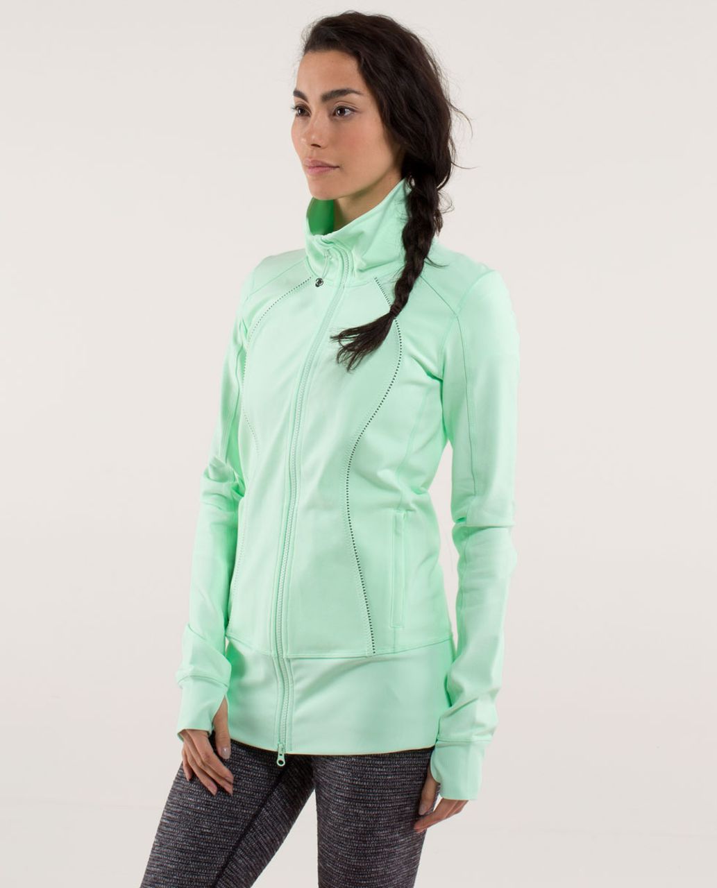 Lululemon Nice Asana Jacket - Fresh Teal / Mini Hyper Stripe Fresh Teal