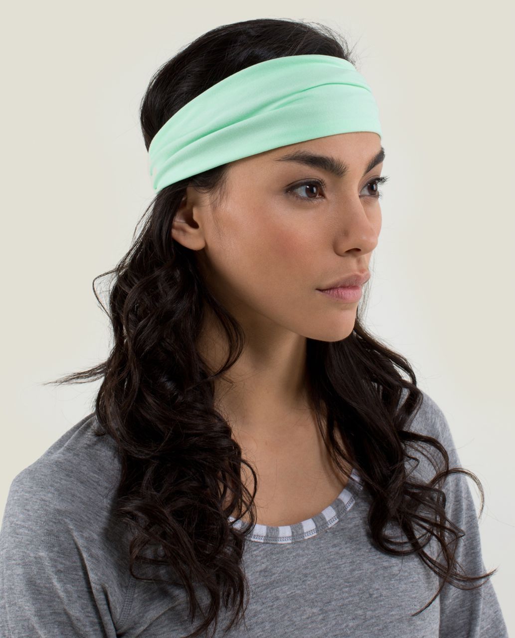 Lululemon Bang Buster Headband *Reversible - Fresh Teal / Wee Stripe White Heathered Medium Grey