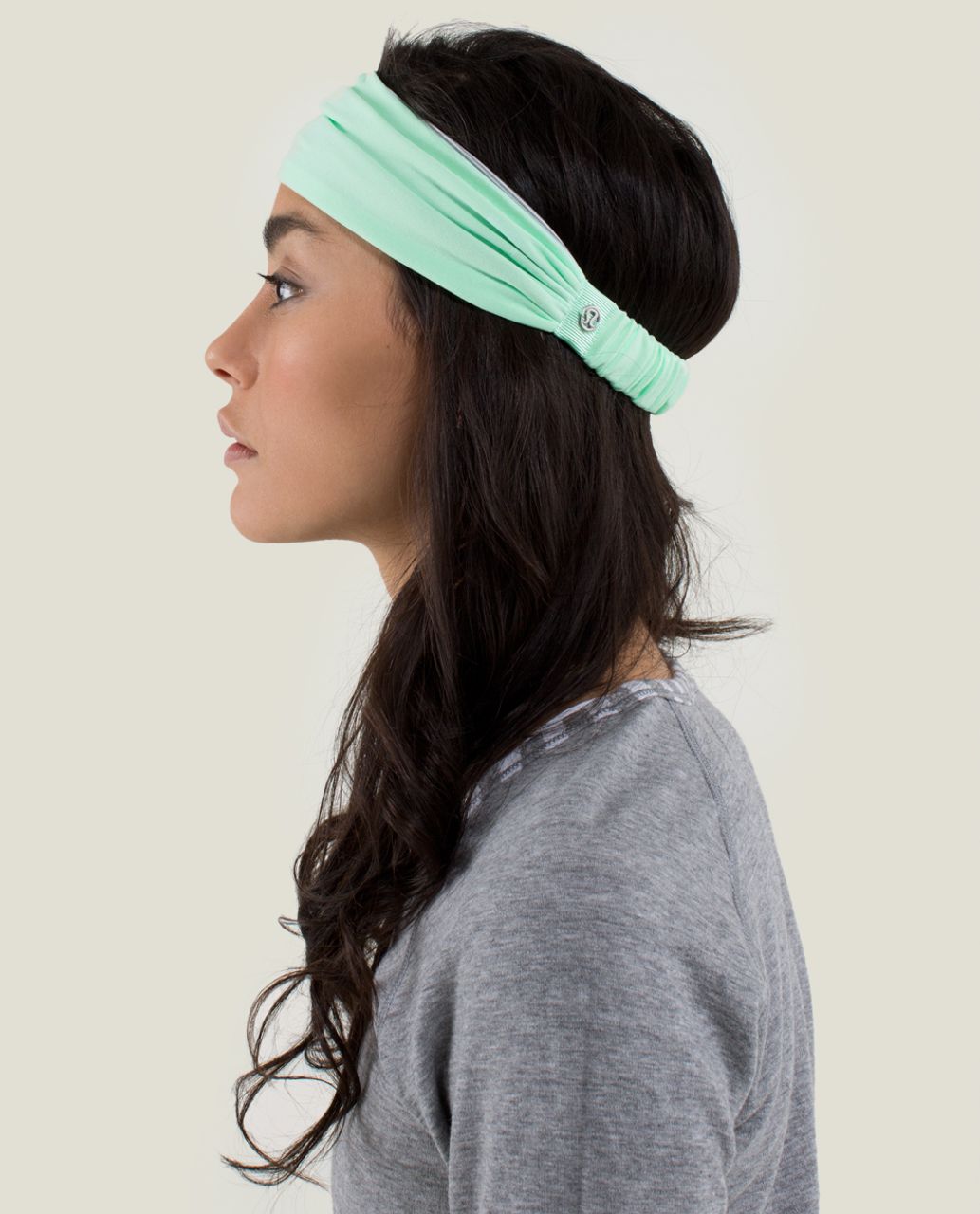 Lululemon Bang Buster Headband *Reversible - Fresh Teal / Wee Stripe White Heathered Medium Grey