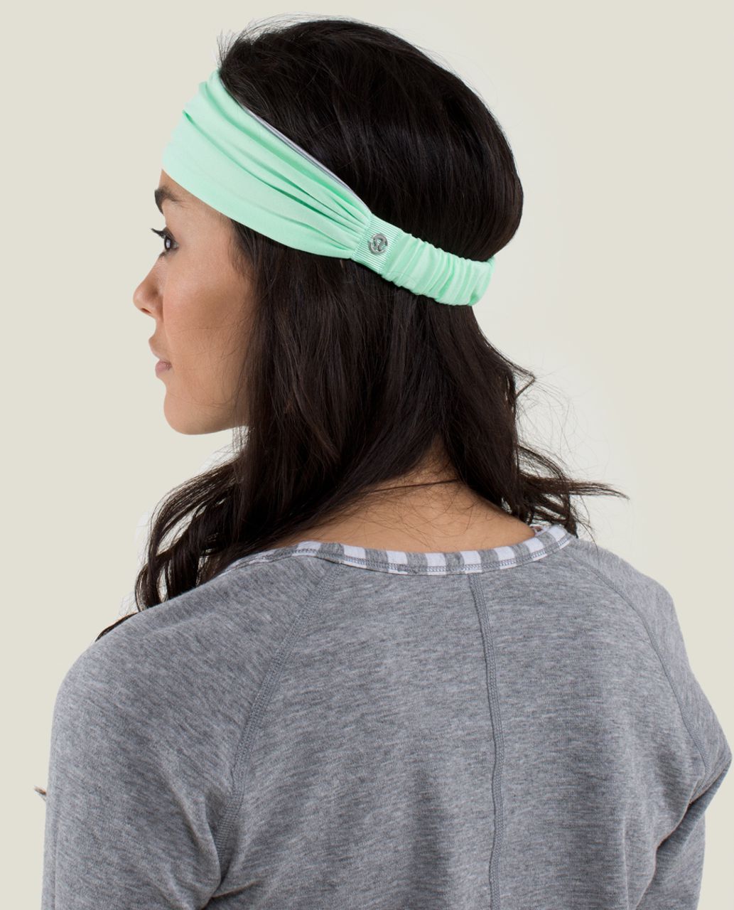 Lululemon Bang Buster Headband *Reversible - Fresh Teal / Wee Stripe White Heathered Medium Grey