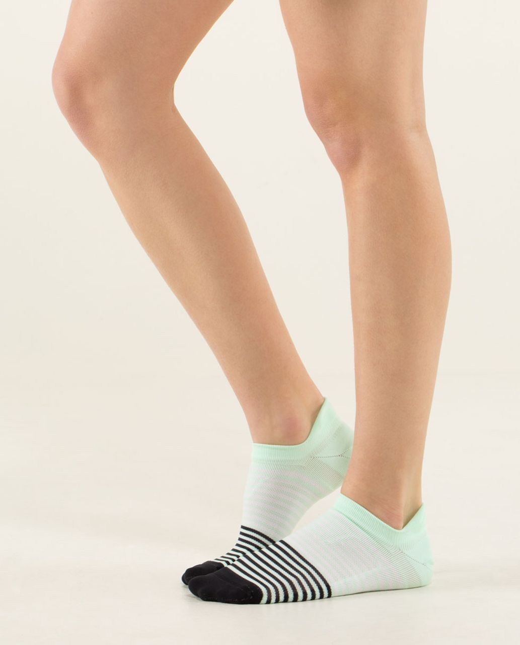 Lululemon Women's Ultimate No Show Run Sock *Ergo Toes - Womens No Show 4x4 Stripe Black Fresh Teal