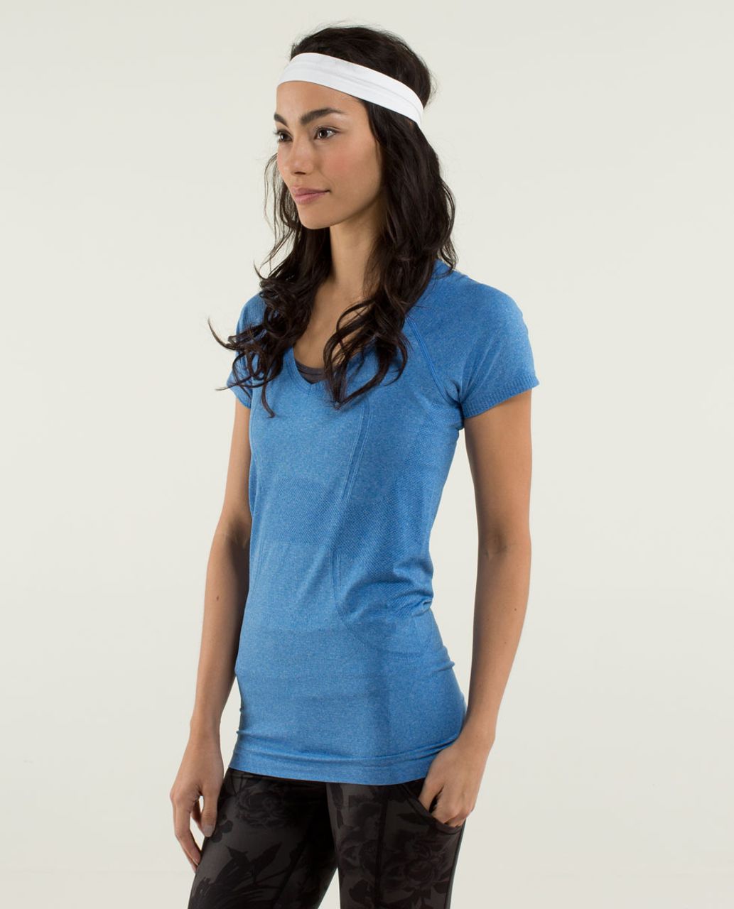 Lululemon Run:  Swiftly Tech V Neck - Heathered Baroque Blue