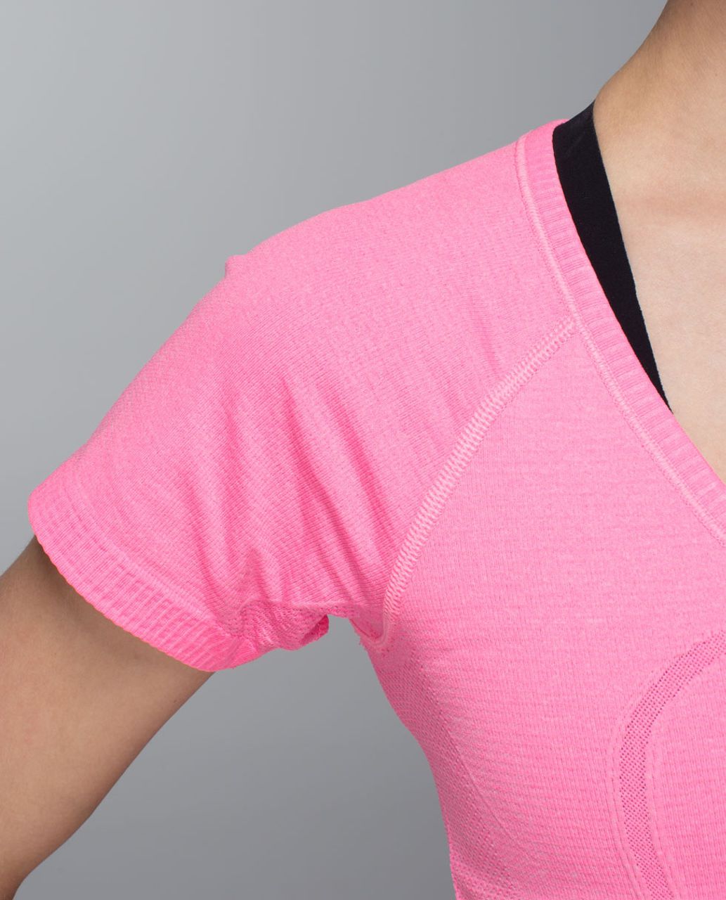 Lululemon Run:  Swiftly Tech V Neck - Heathered Zing Pink Light