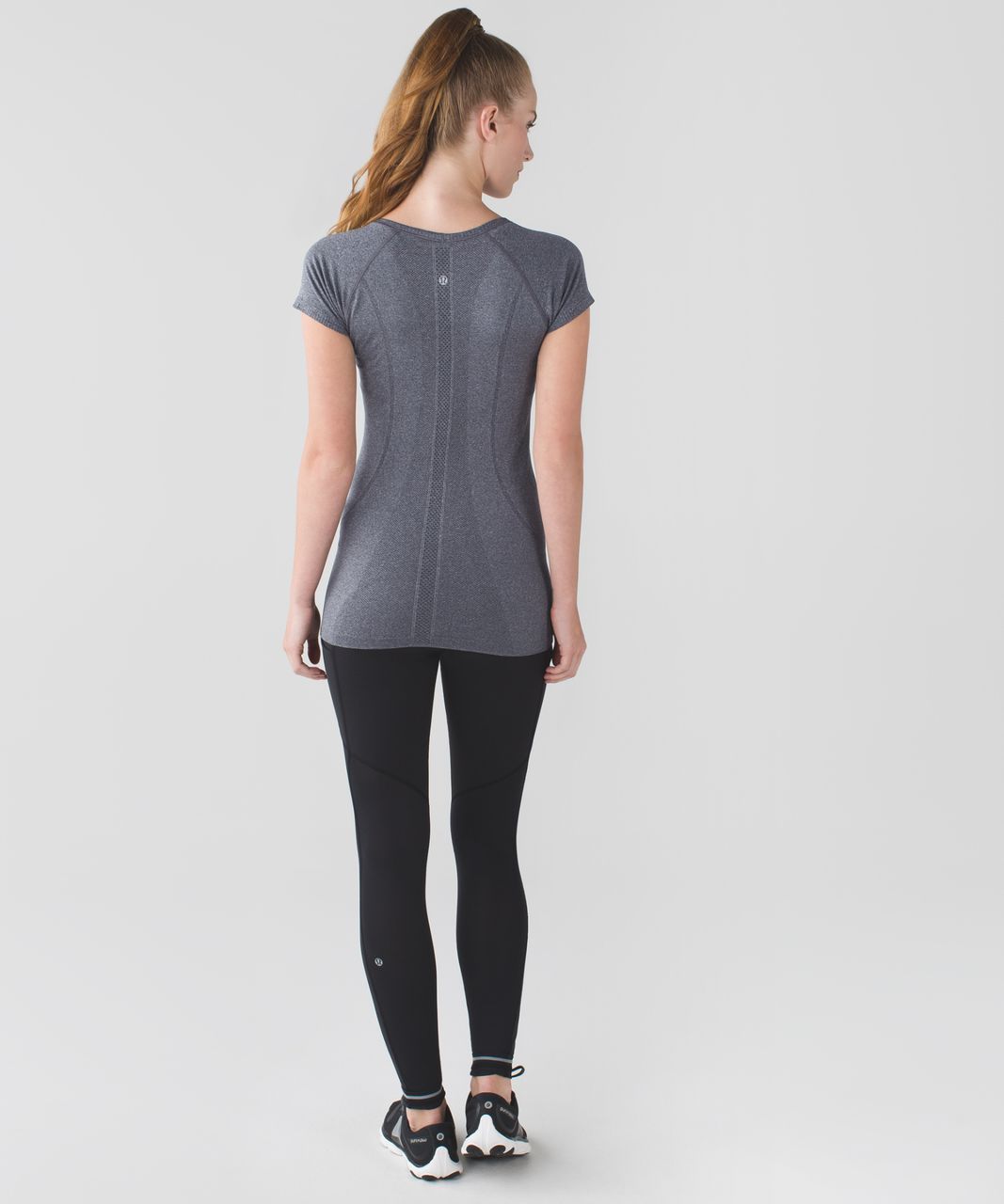 Lululemon Run:  Swiftly Tech V Neck - Heathered Black