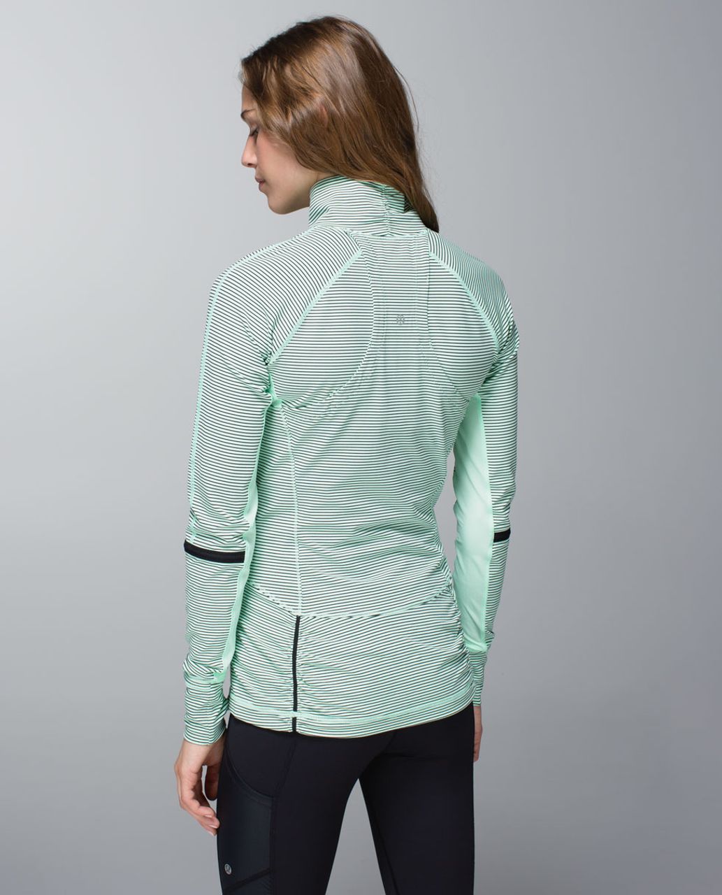 Lululemon Race With Grace 1/2 Zip - Mini Hyper Stripe Fresh Teal / Fresh Teal