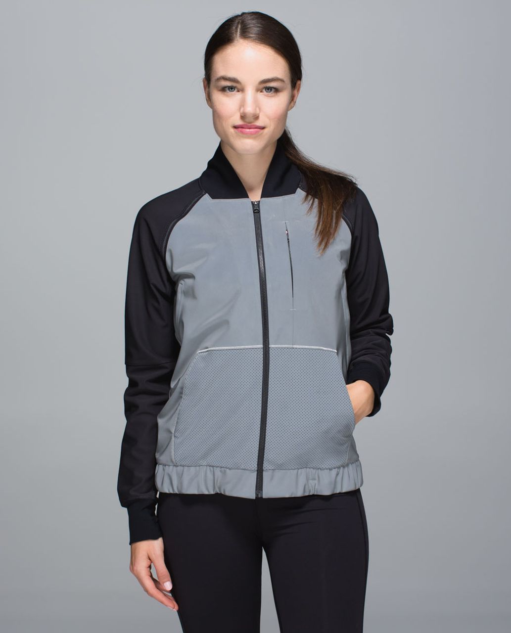 Lululemon Bright Bomber Jacket *Reflective - Silver / Black - lulu fanatics