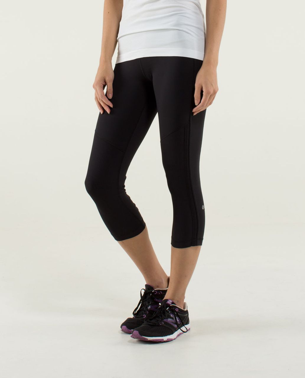 Lululemon Race With Grace Crop - Black / Mini Hyper Stripe Baroque Blue