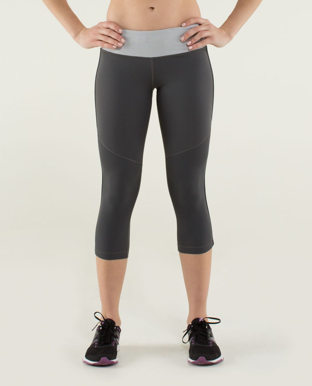 Lululemon Race With Grace Crop - Soot Light / Wee Stripe White Ambient Grey