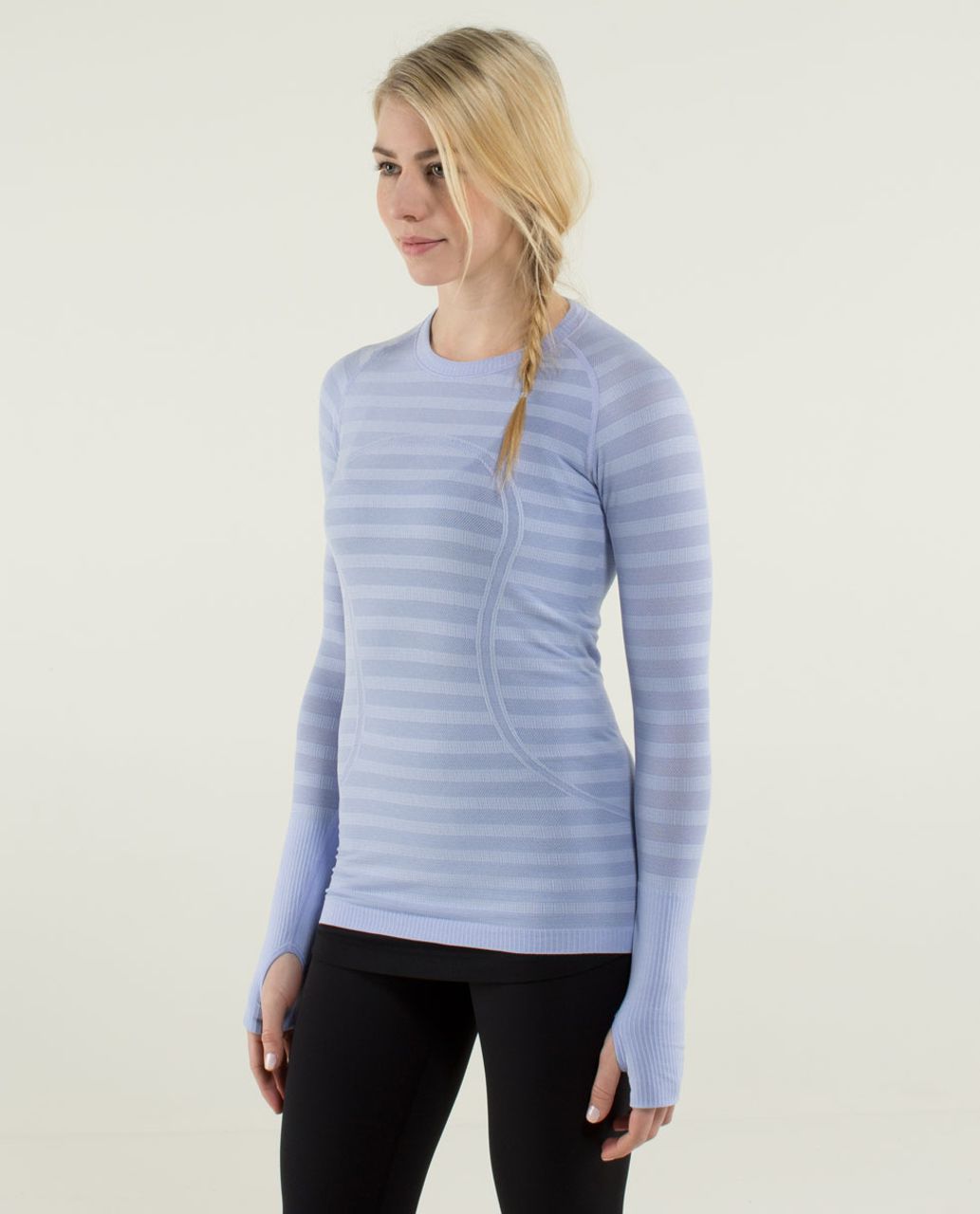 Lululemon Run:  Swiftly Tech Long Sleeve *Stripe - Heathered Lavender Dusk