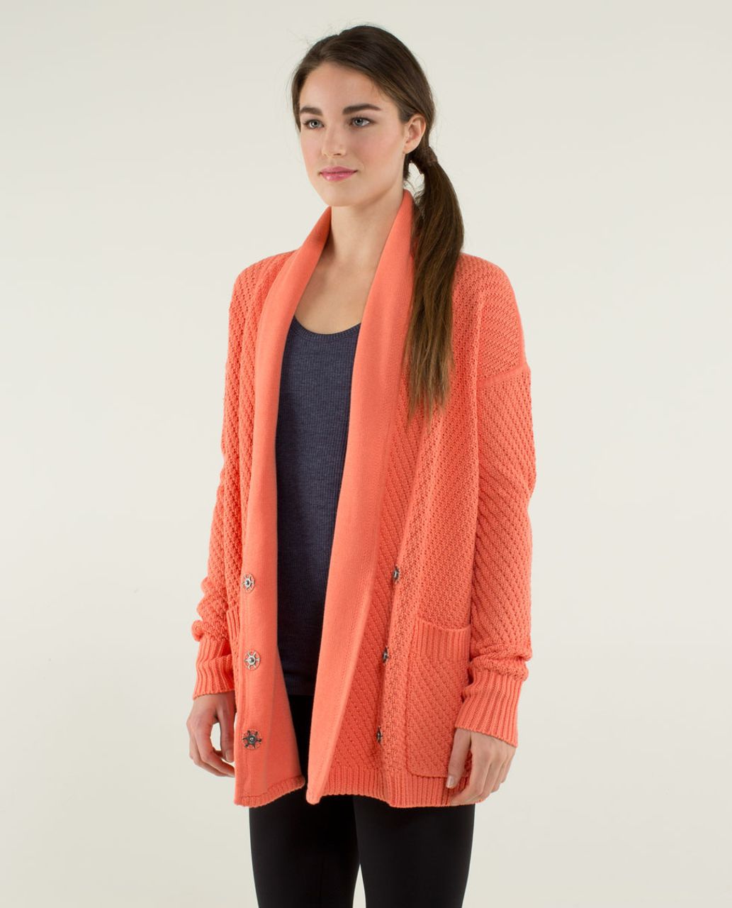 peach cardigan