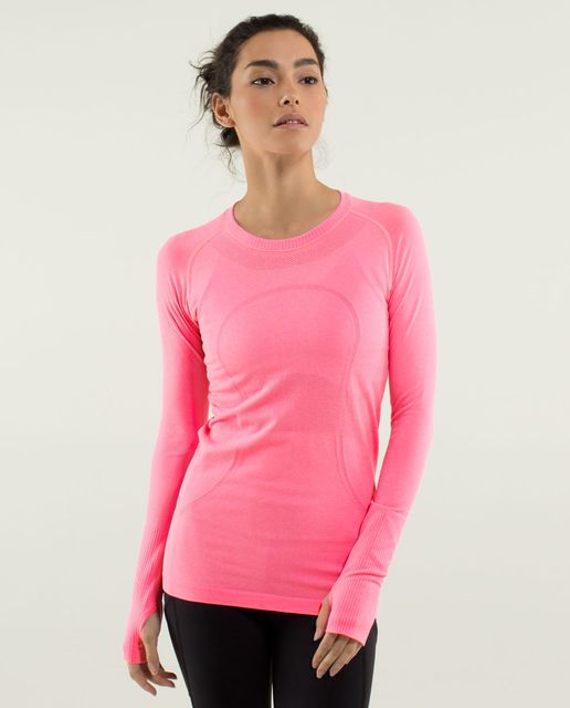 Lululemon Swiftly Tech Long Sleeve Crew - Black / Sapphire Blue - lulu ...