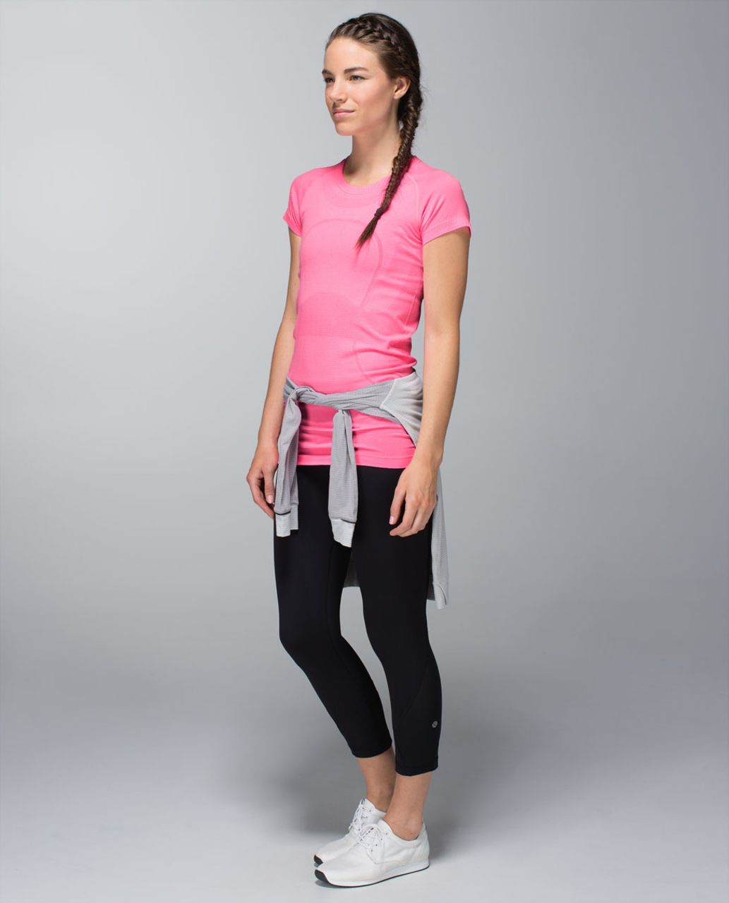 Lululemon Run:  Swiftly Tech Short Sleeve - Heathered Zing Pink Light