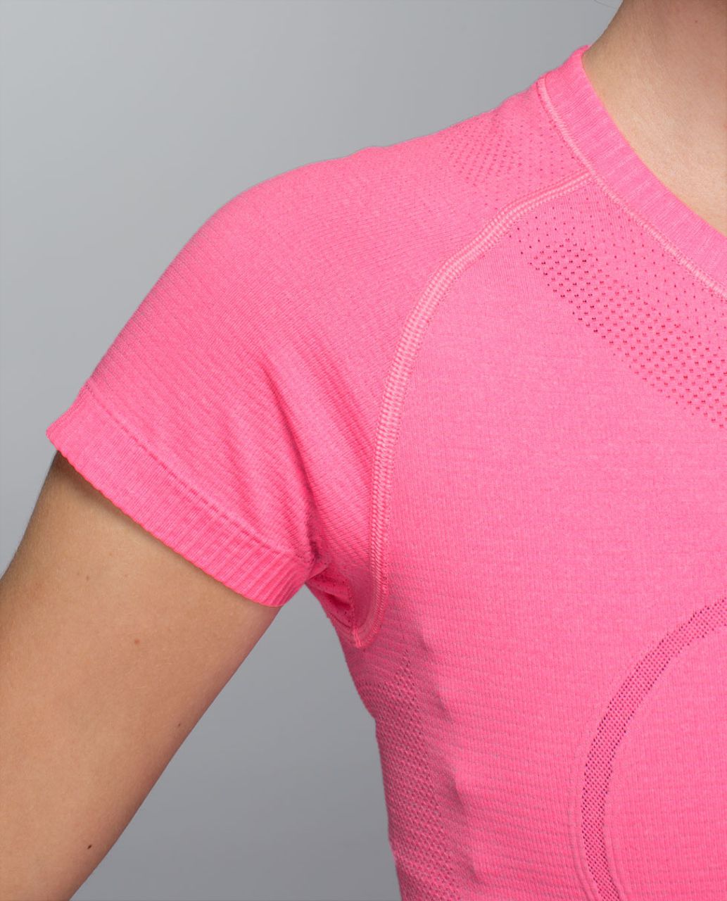 Lululemon Run:  Swiftly Tech Short Sleeve - Heathered Zing Pink Light