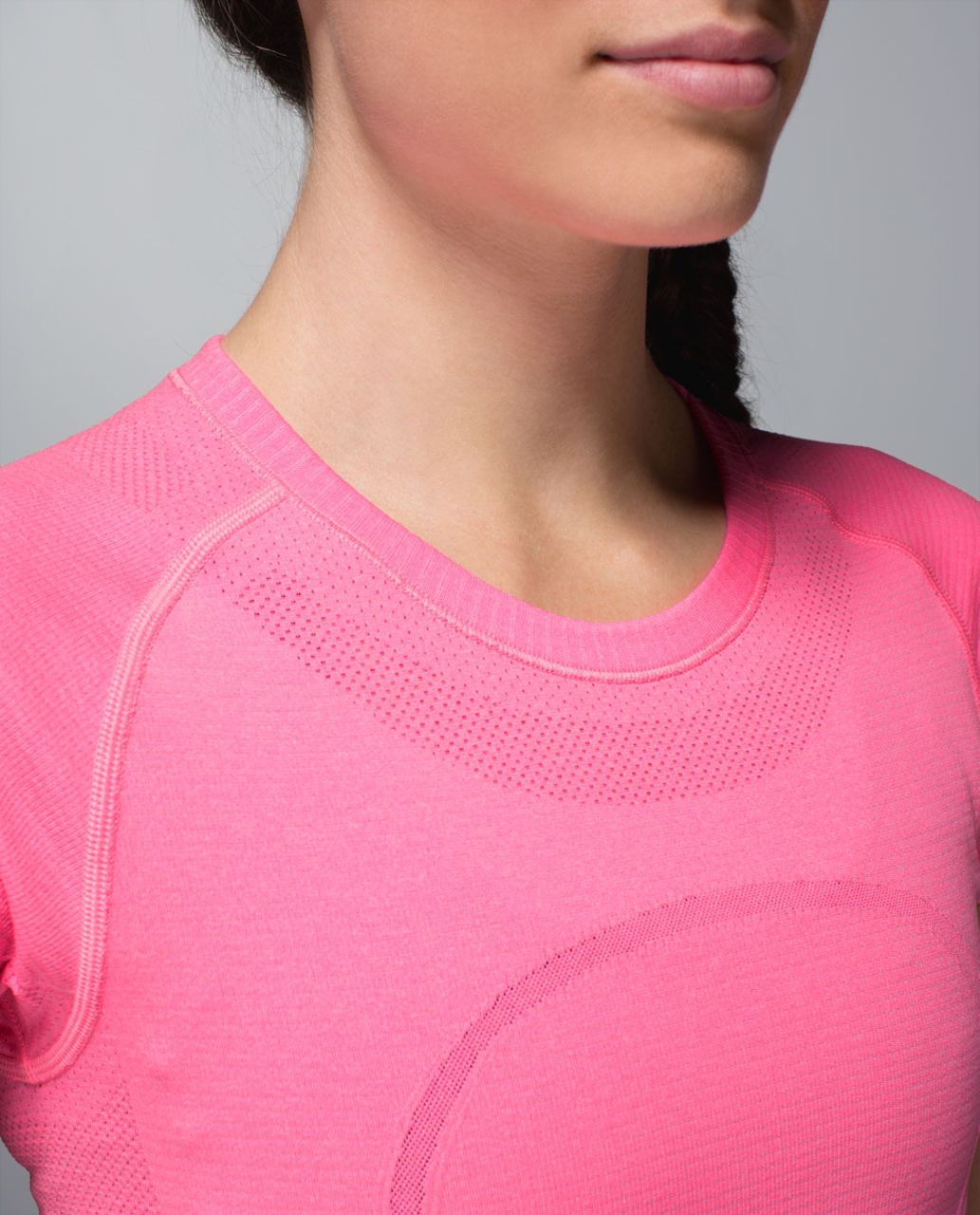 Lululemon Run:  Swiftly Tech Short Sleeve - Heathered Zing Pink Light