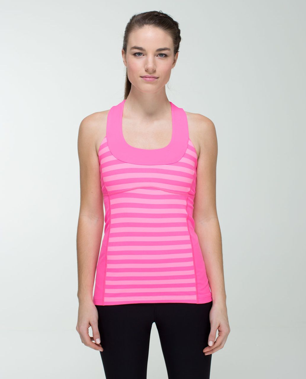 Lululemon Scoop Neck Tank *Luon - Apex Stripe Zing Pink Light / Zing Pink Light