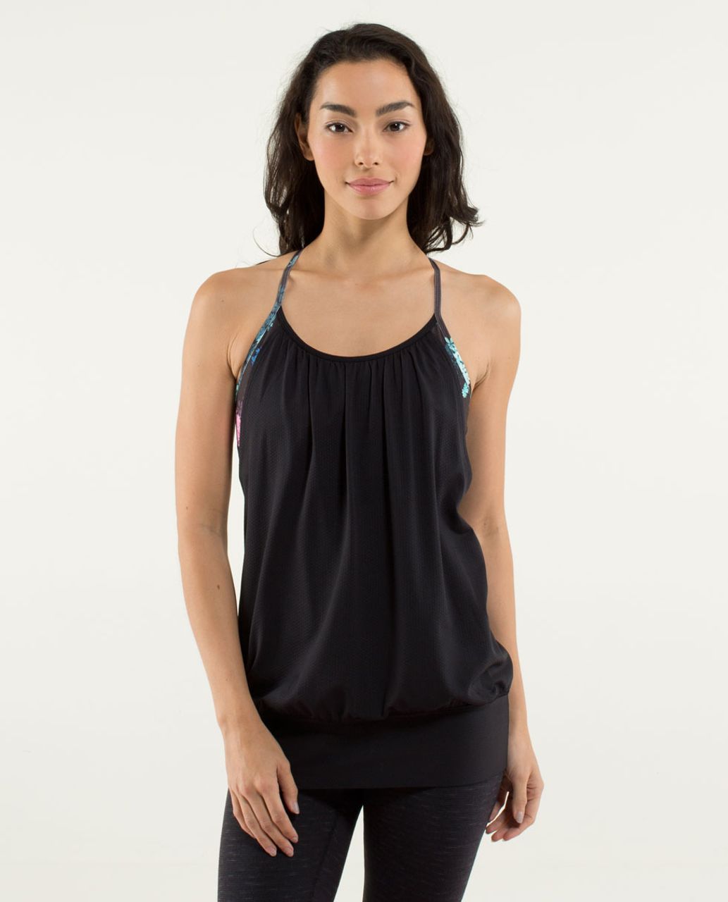 LULULEMON No Limits Tank ~ Built in Bra ~ Black and Pink ~ Size small