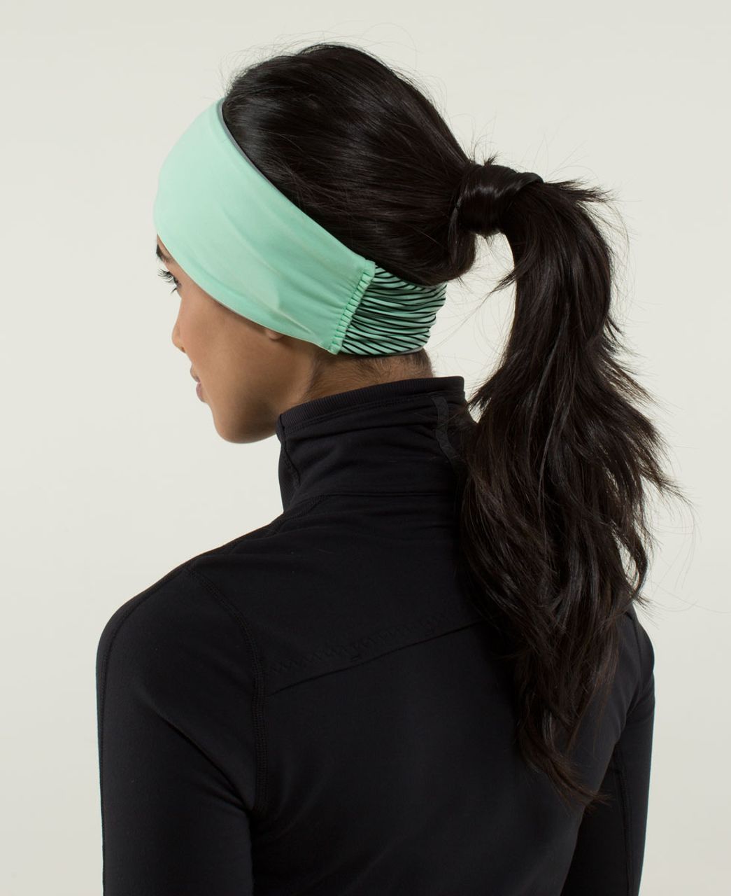 Lululemon Frosty Run Ear Warmer *Brushed - Fresh Teal / Mini Hyper Stripe Fresh Teal