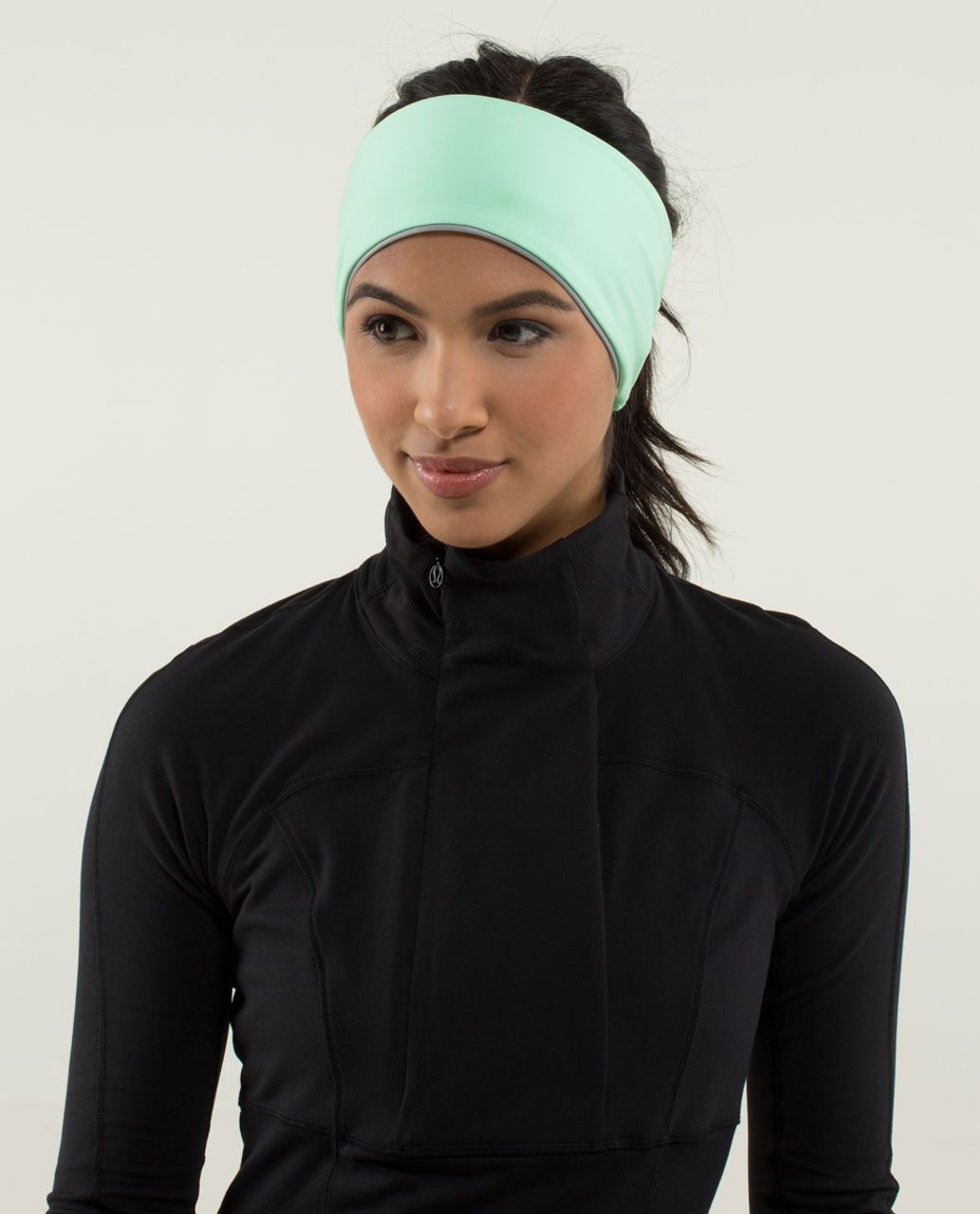 Lululemon Frosty Run Ear Warmer *Brushed - Fresh Teal / Mini Hyper Stripe Fresh Teal