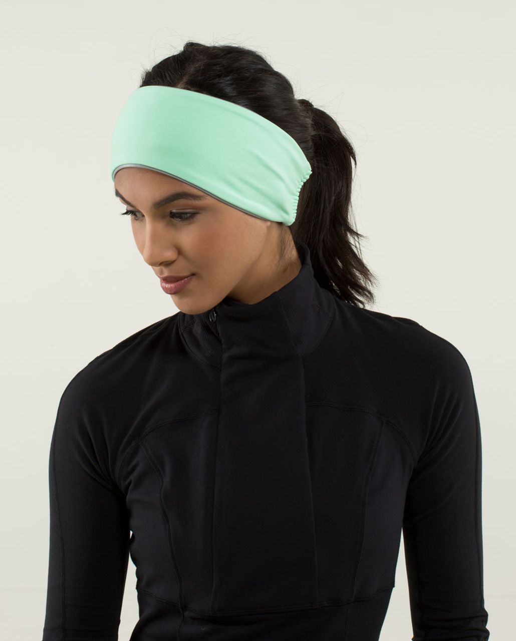 Lululemon Frosty Run Ear Warmer *Brushed - Fresh Teal / Mini Hyper Stripe Fresh Teal