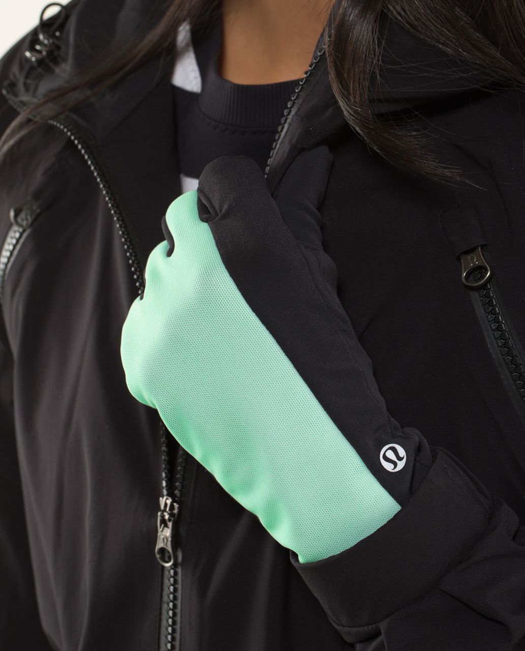 Lululemon Frosty Run Gloves *Reflective - Black / Fresh Teal