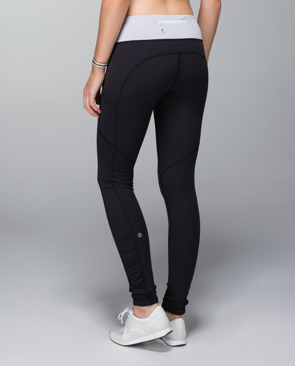 Lululemon Speed Tight *Brushed Interlock - Black / Wee Stripe White Ambient Grey