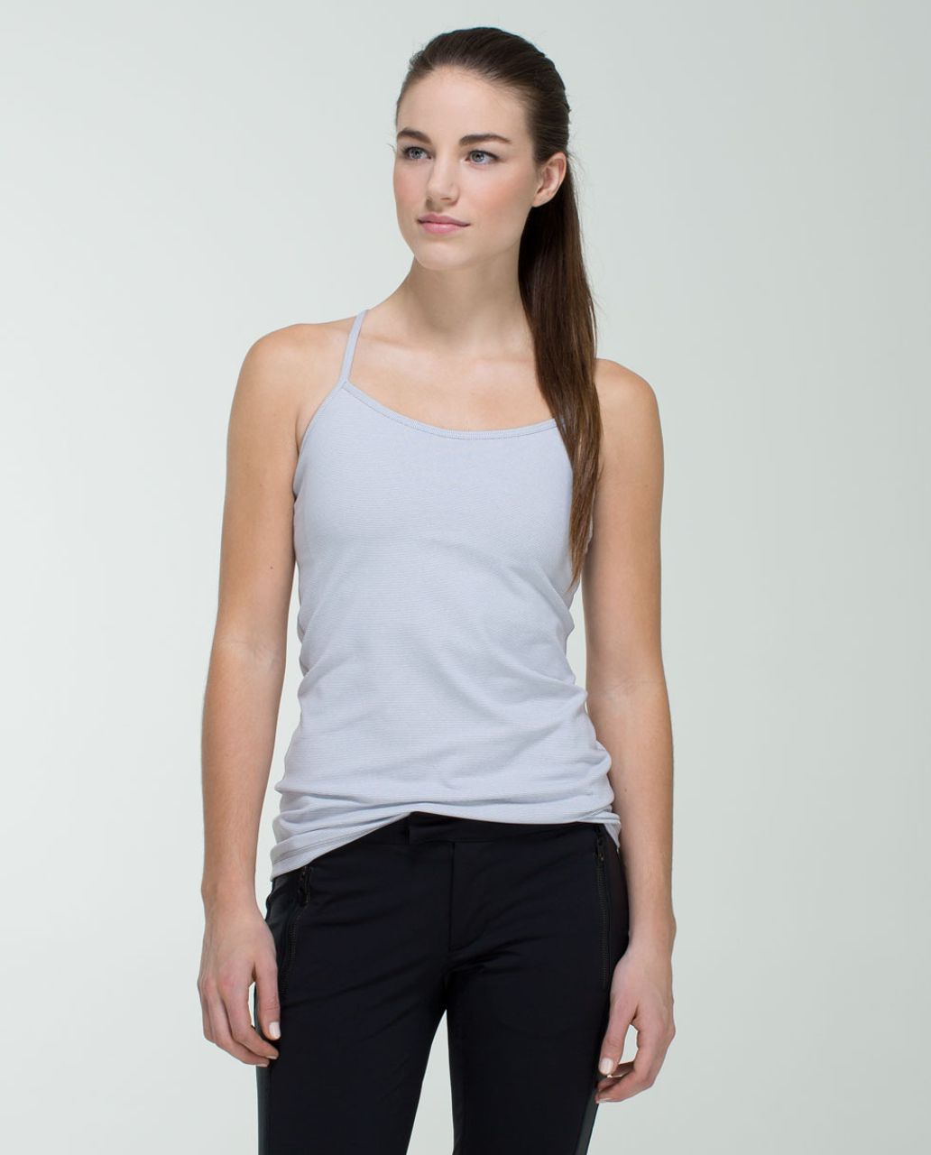 Lululemon Power Y Tank *Luon - Wee Stripe White Heathered Medium Grey -  lulu fanatics