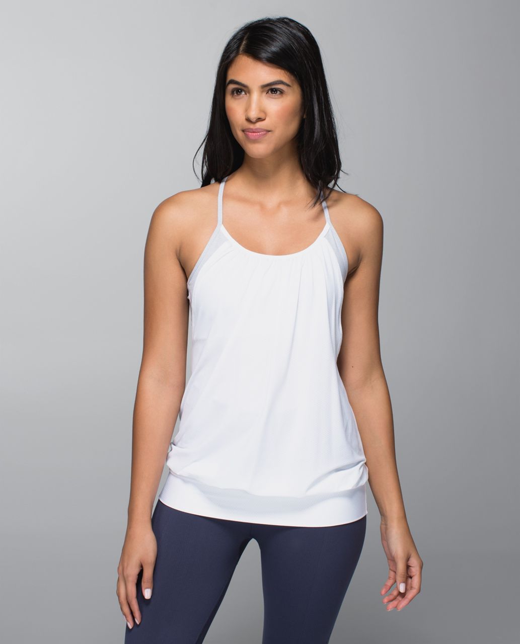 Lululemon No Limits Tank - White / Wee Stripe White Heathered Medium Grey