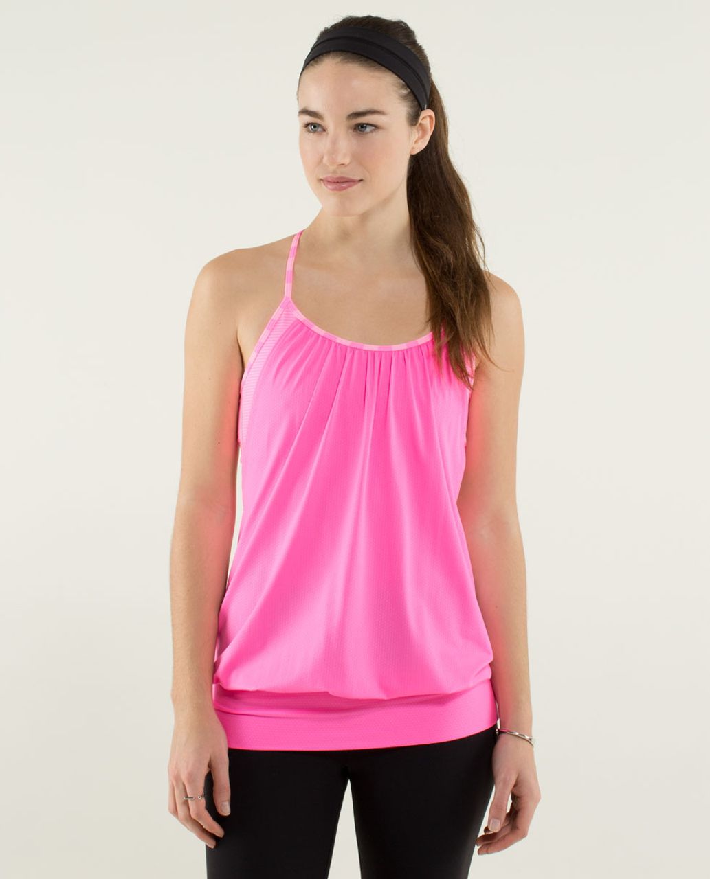 Lululemon No Limits Tank Racerback 8 Layered Built-in Bra WideBand Hem Gray  Pink - Helia Beer Co