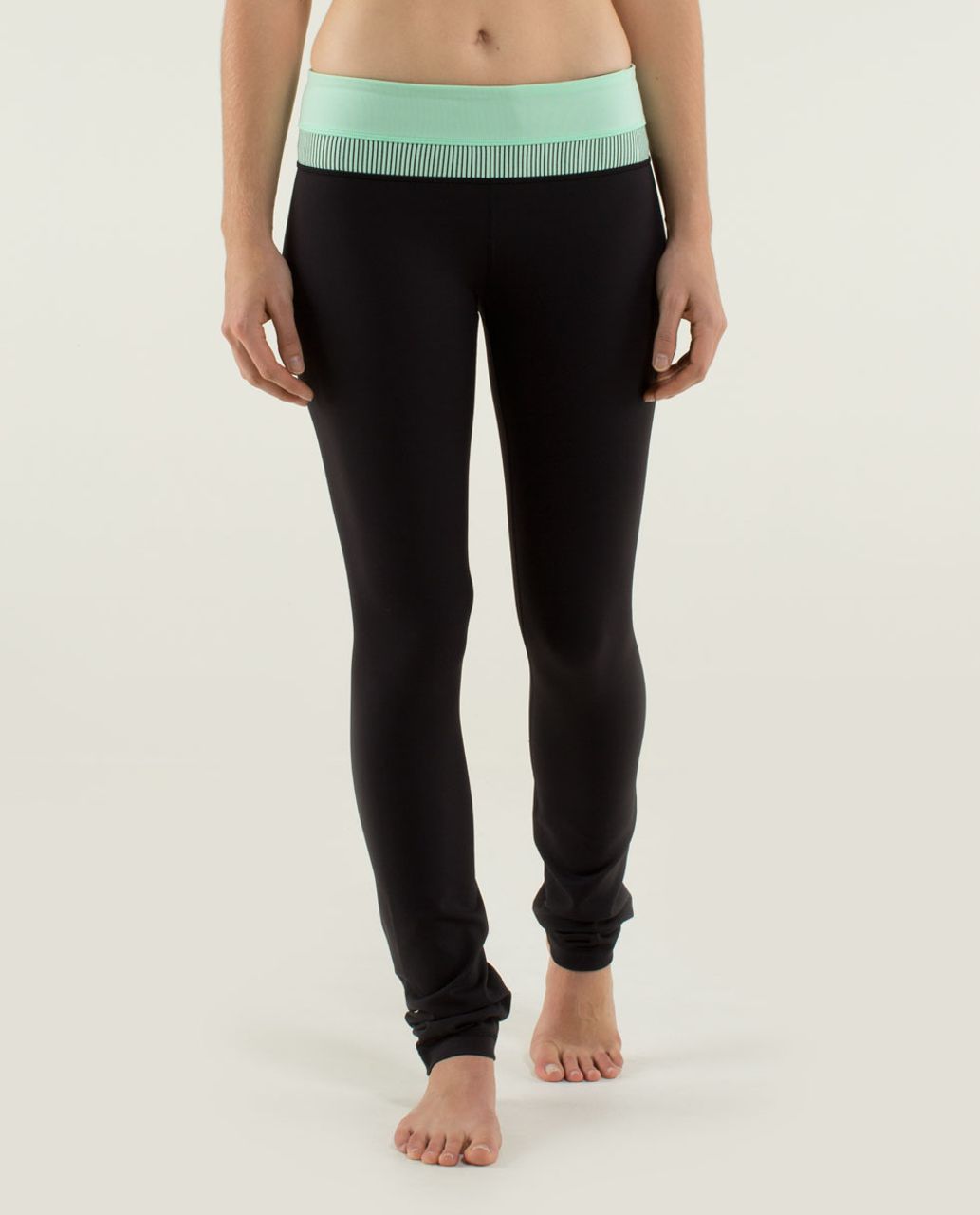 Lululemon Skinny Groove Pant *Full-On Luon - Black / Fresh Teal / Mini Hyper Stripe Fresh Teal