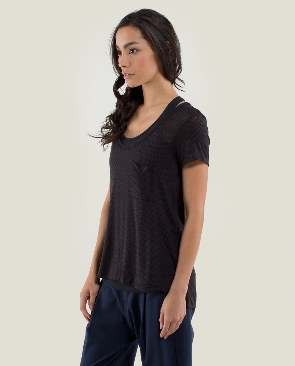 Lululemon Perfect Layer Tee - Double Diamond Burnout Black