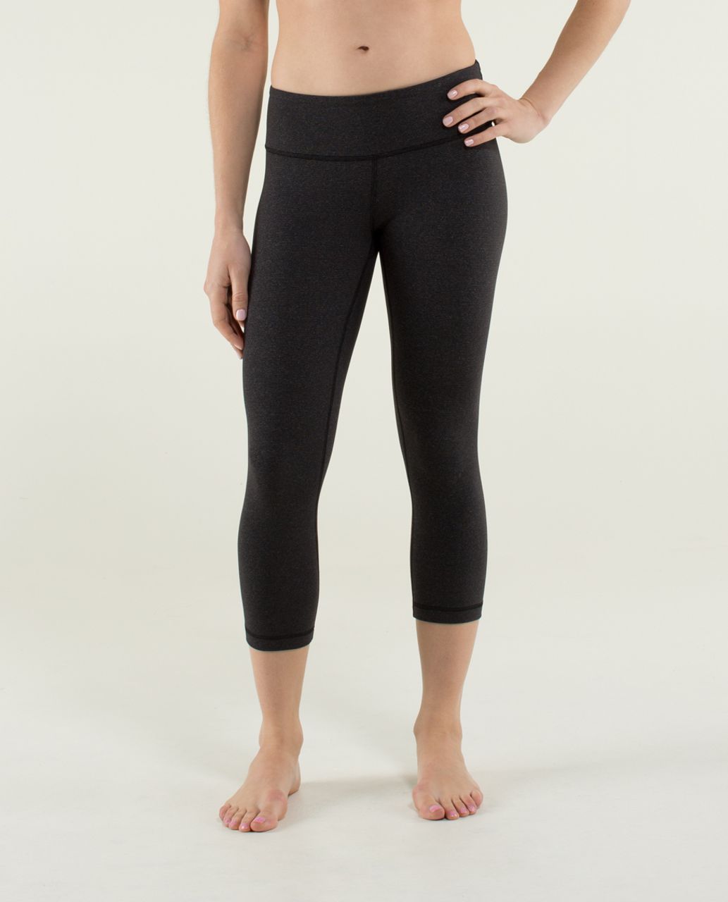 Lululemon Wunder Under Crop - Wee Stripe Black Heathered Black /  Black