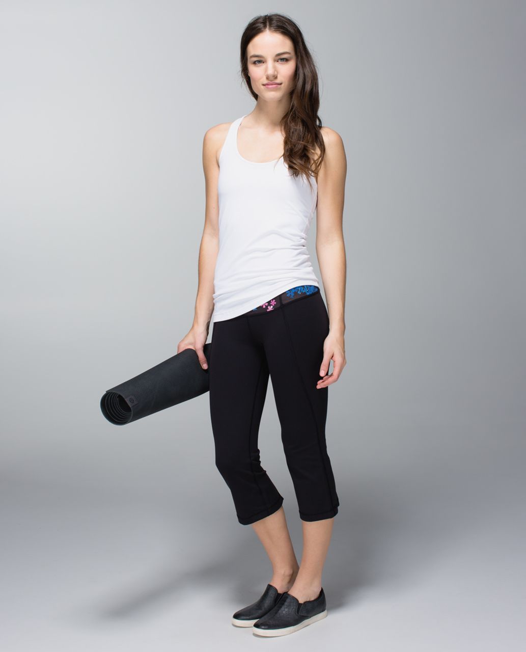 Lululemon Gather & Crow Crop *Full-On Luon - Black / Petal Pop