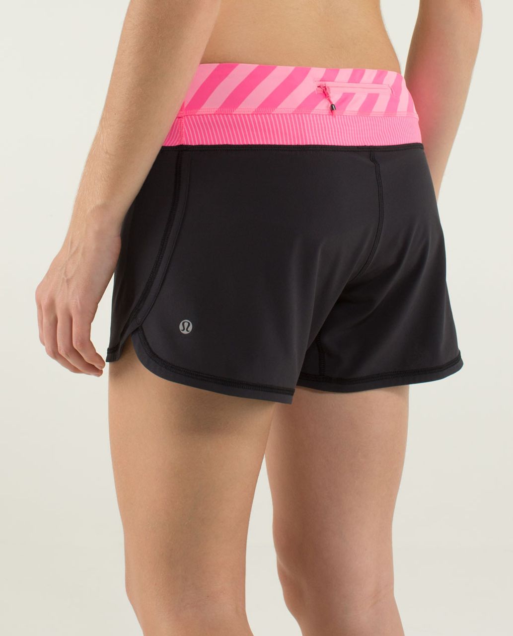 Lululemon Groovy Run Short *4-way Stretch - Black / Mini Hyper Stripe Zing Pink Light / Apex Stripe Zing Pink Light