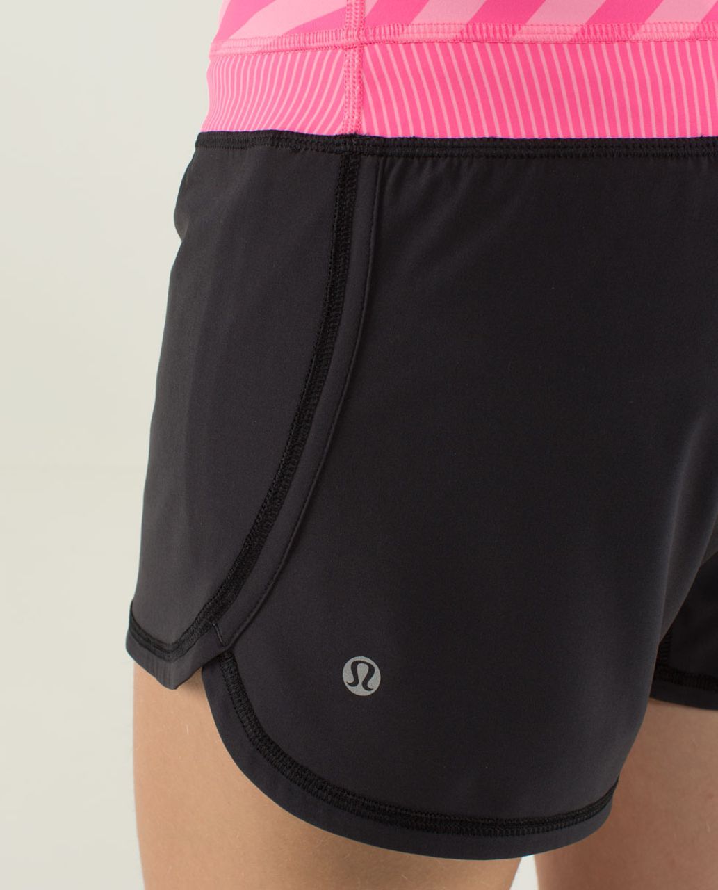 Lululemon Groovy Run Short *4-way Stretch - Black / Mini Hyper Stripe Zing Pink Light / Apex Stripe Zing Pink Light