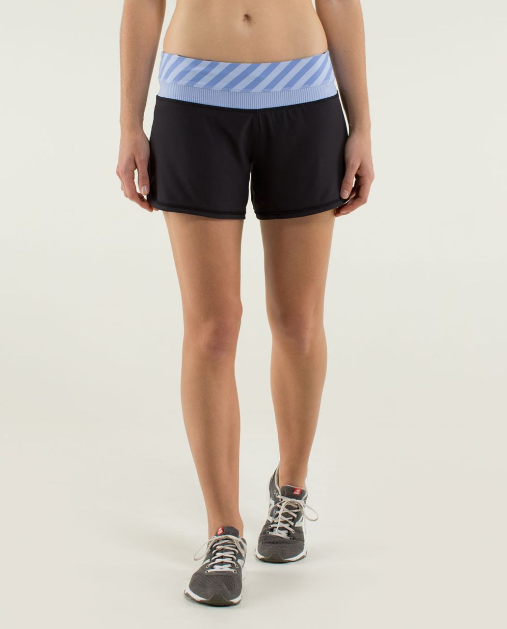 Lululemon Groovy Run Short *4-way Stretch - Black / Mini Hyper Stripe Lavender Dusk / Apex Stripe Lavender Dusk