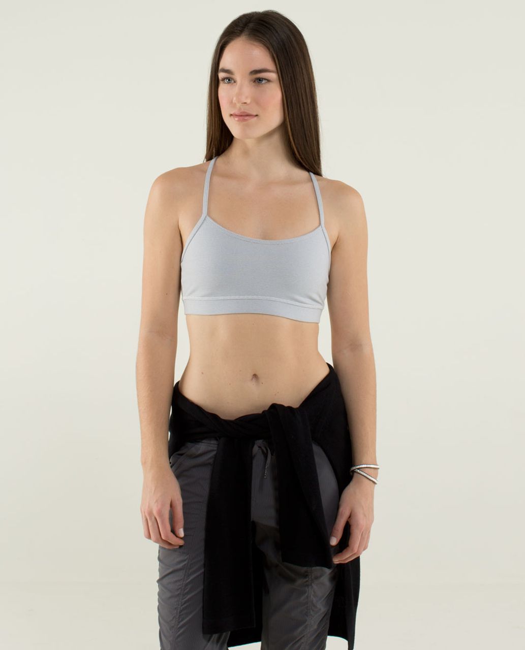 Lululemon Flow Y Bra IV - Wee Stripe White Heathered Medium Grey