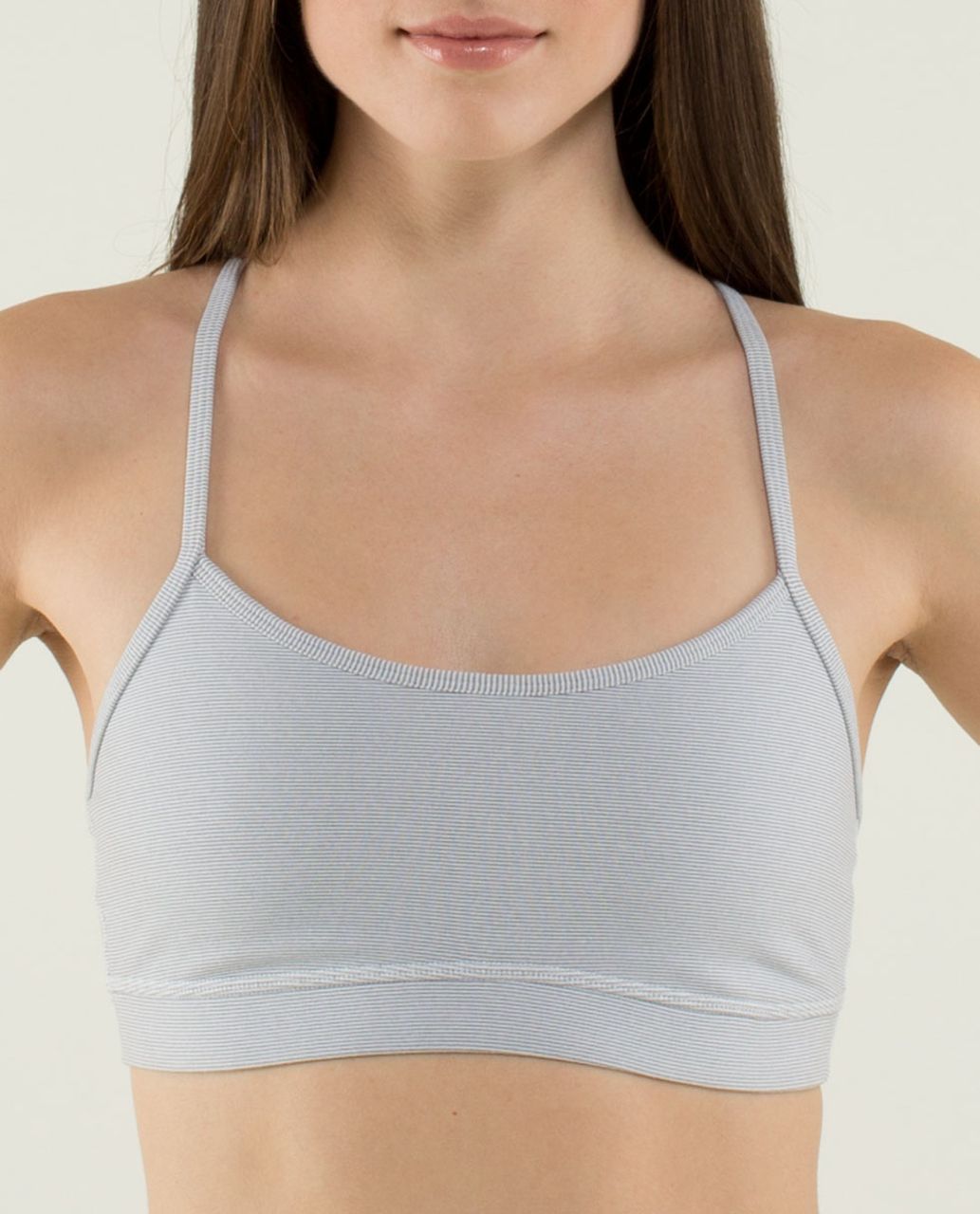 Lululemon Flow Y Bra IV - Wee Stripe White Heathered Medium Grey