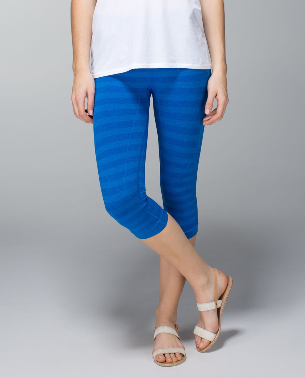 Lululemon In The Flow Crop *Stripe - Heathered Baroque Blue