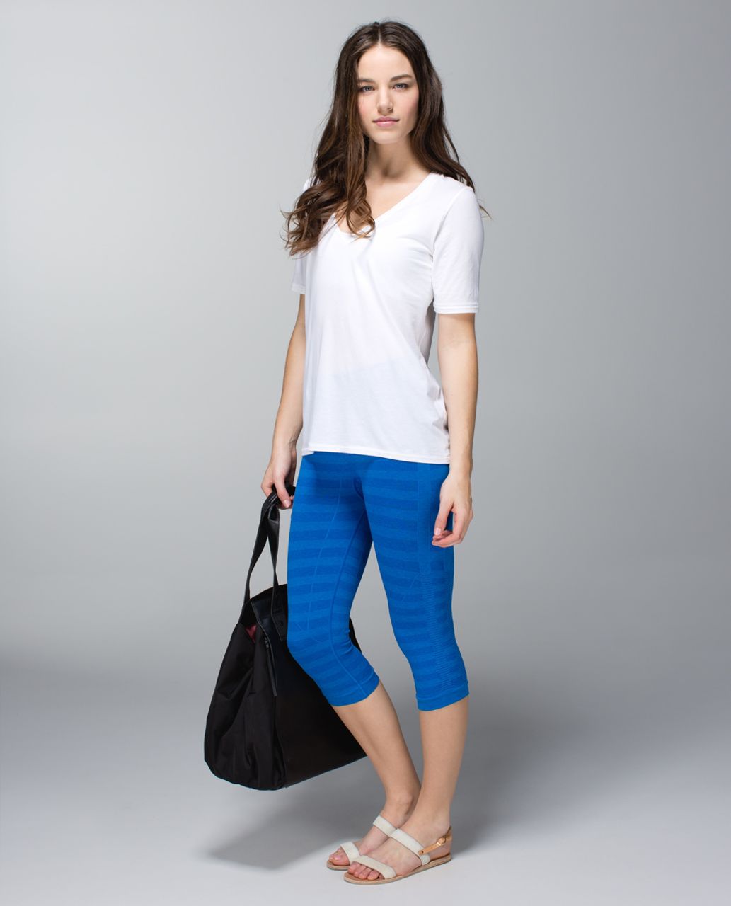 Lululemon In The Flow Crop *Stripe - Heathered Baroque Blue