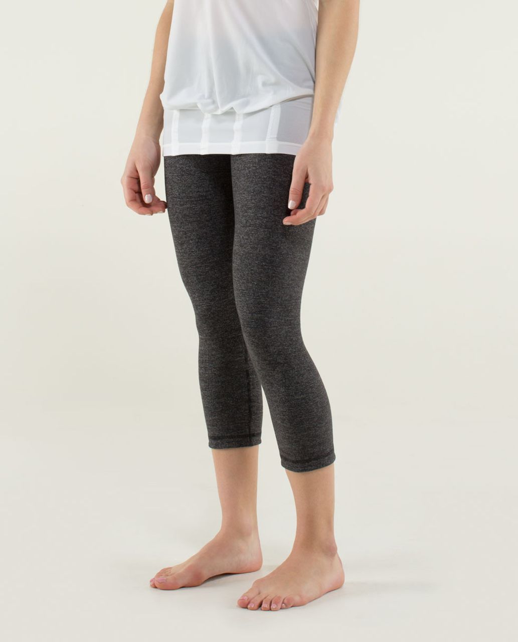 Lululemon Wunder Under Crop *Reversible - Wee Stripe Black Heathered