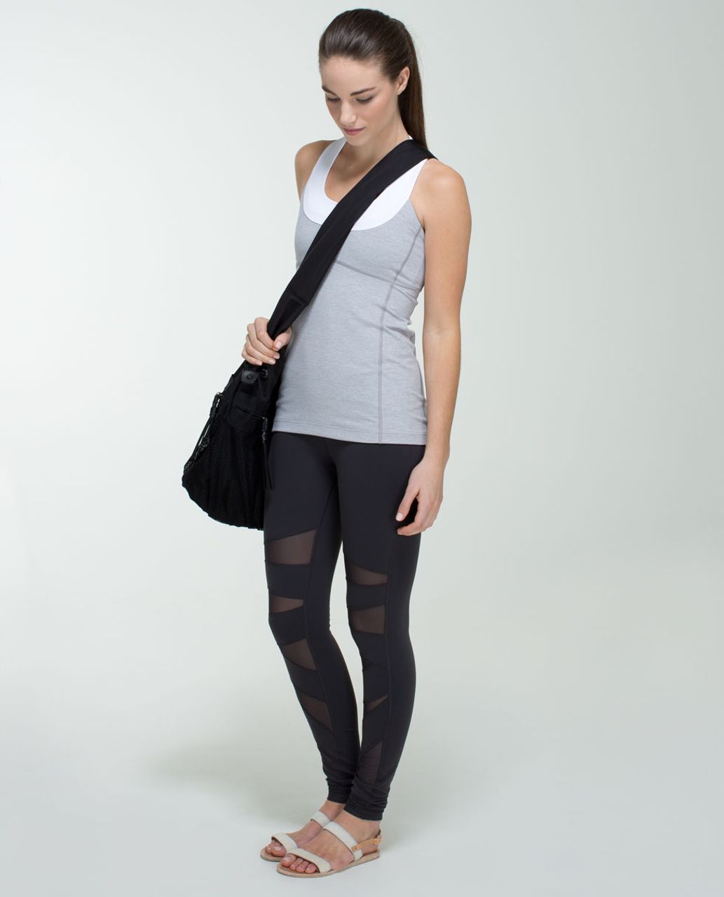 Lululemon Scoop Neck Tank *Luon - Heathered Medium Grey / White / Ambient Grey