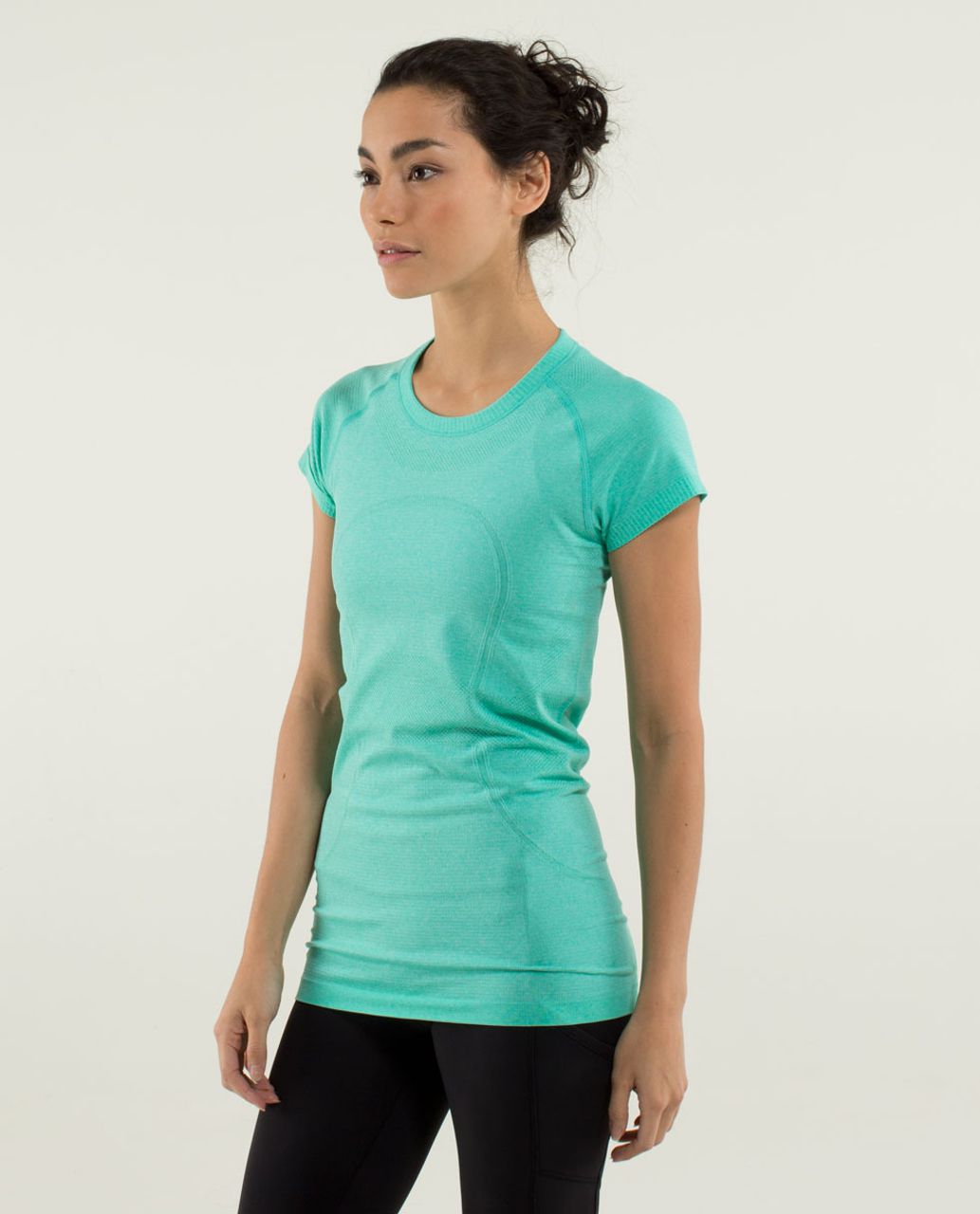 Lululemon Run:  Swiftly Tech Short Sleeve - Heathered Bali Breeze