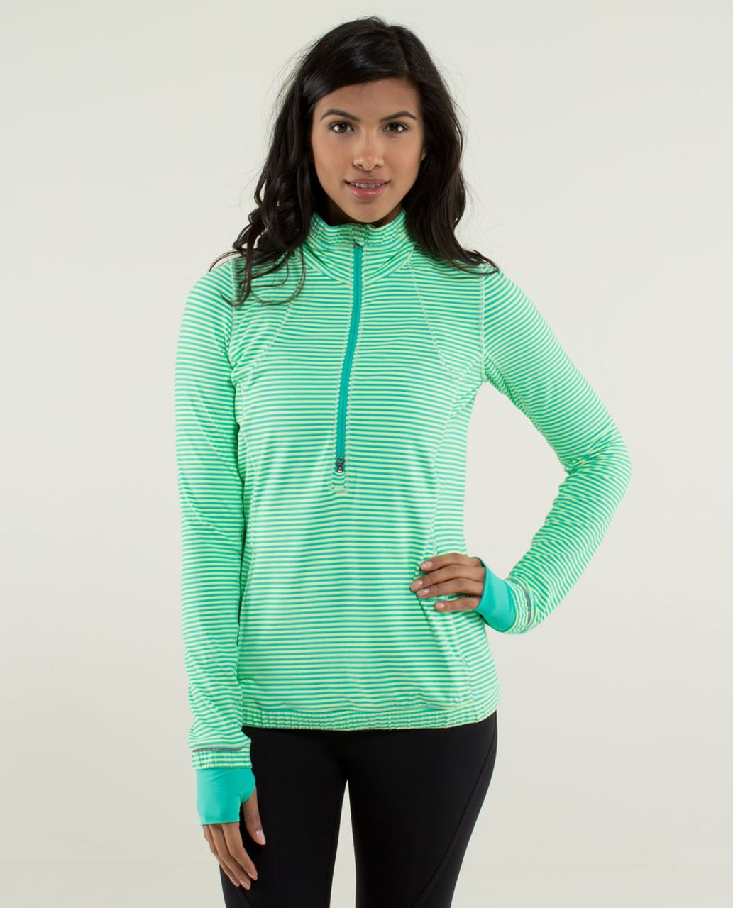 Lululemon Forthright 1/2 Zip - 1 / 8 Stripe Bali Breeze / Bali Breeze