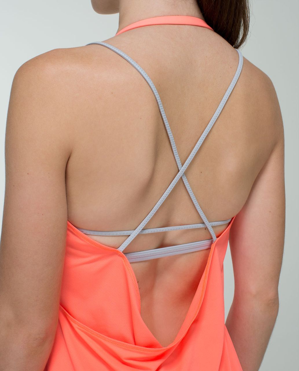 LULULEMON Flow And Go Strappy Open Back Bra Tank Top Gray Stripe