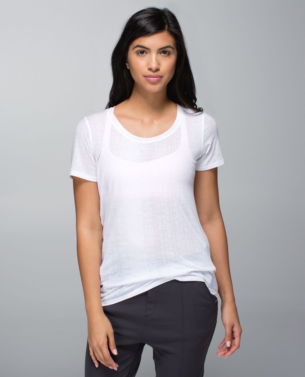 Lululemon Daily Practice Tee - Misty Stripe Burnout White