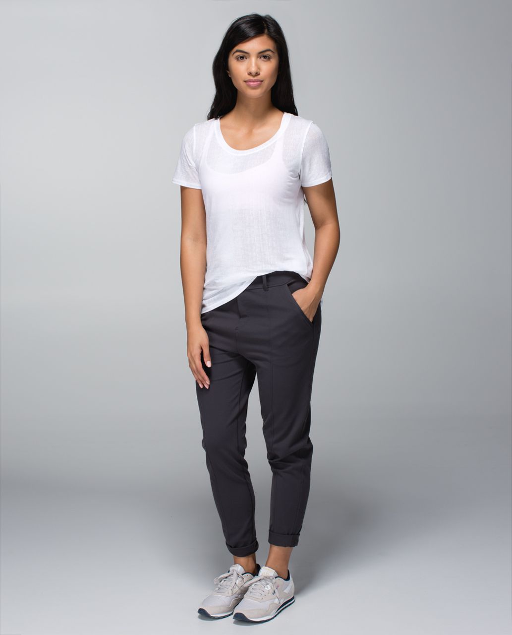 Lululemon Daily Practice Tee - Misty Stripe Burnout White