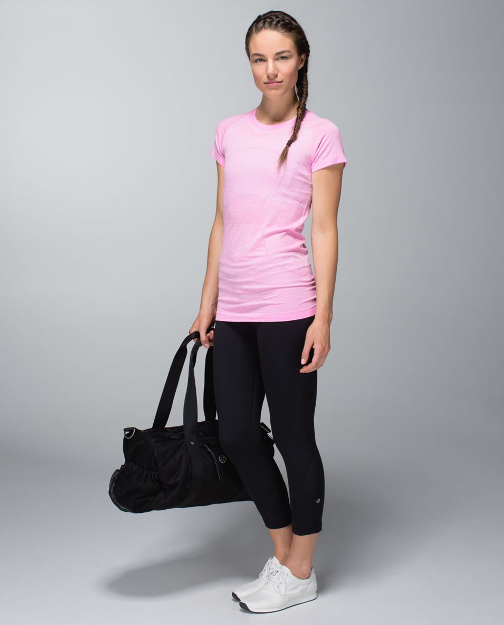 Lululemon Run:  Swiftly Tech Short Sleeve - Heathered Vintage Pink