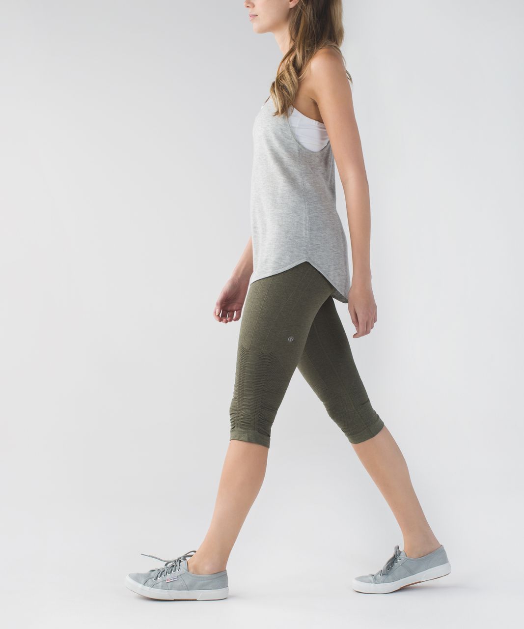 Lululemon In The Flow Crop II (First Release) - Heathered Fatigue Green