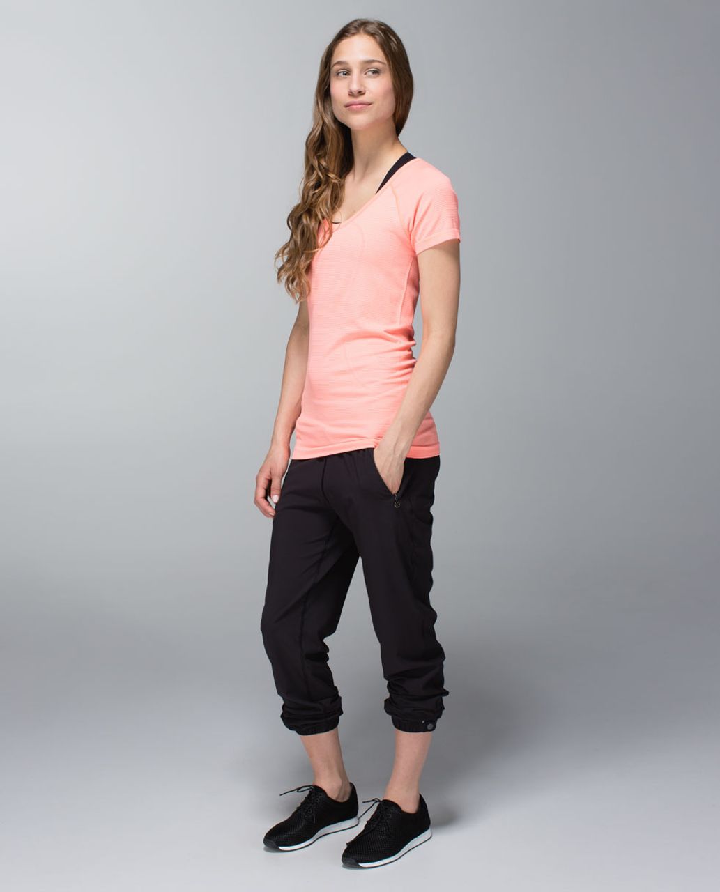 Lululemon Run:  Swiftly Tech V Neck - Heathered Very Light Flare